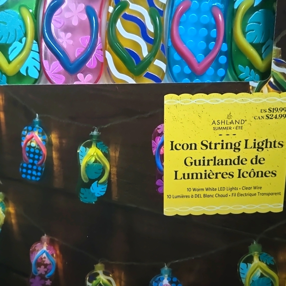 Flip Flop Icon String Lights Ashland Summer Indoor Outdoor LED Lights New In Box